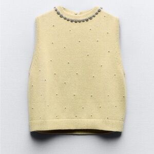 Jewel and Pearl Knit Top by Zara